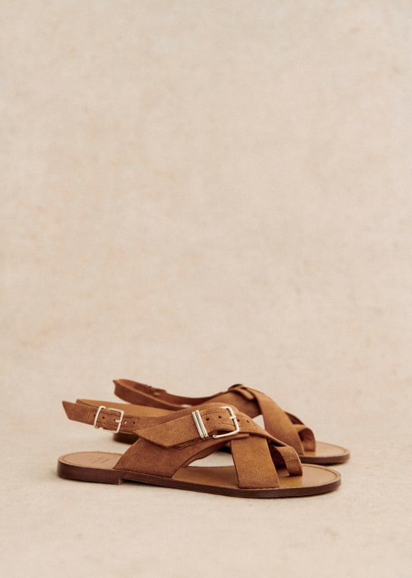 drosera CHAPAL』シャパル シープスキン ムートン バッグ Judith Low Sandals - Coffee - Split cowhide leather - Sézane
