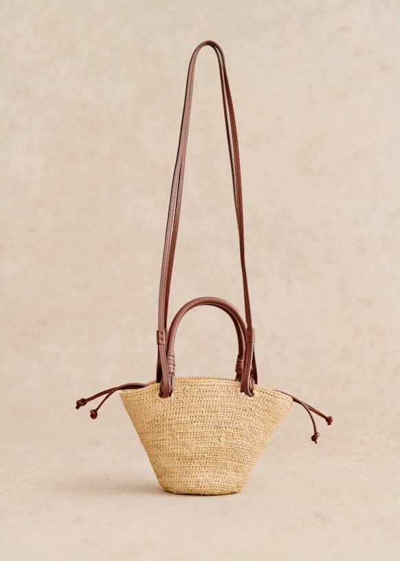 【Sezane】大人エレガント！2way ラフィア カゴバック Justine Justine Basket Bag - Natural perforated raffia - Raffia - Sézane