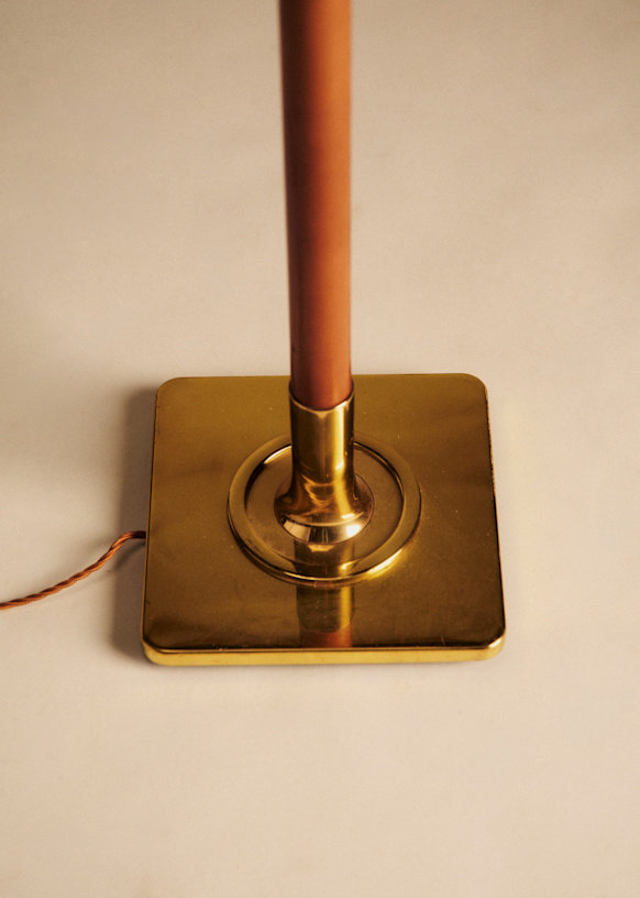 Lampadaire vintage in wood base brass