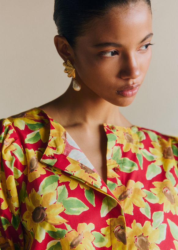 Lipa Blouse - Ecru Hankie Solid Embroidery - Organic cotton