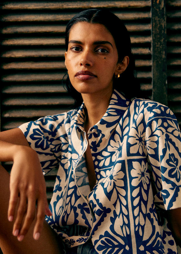 Livia Shirt - Albi Print - Linen - Sézane