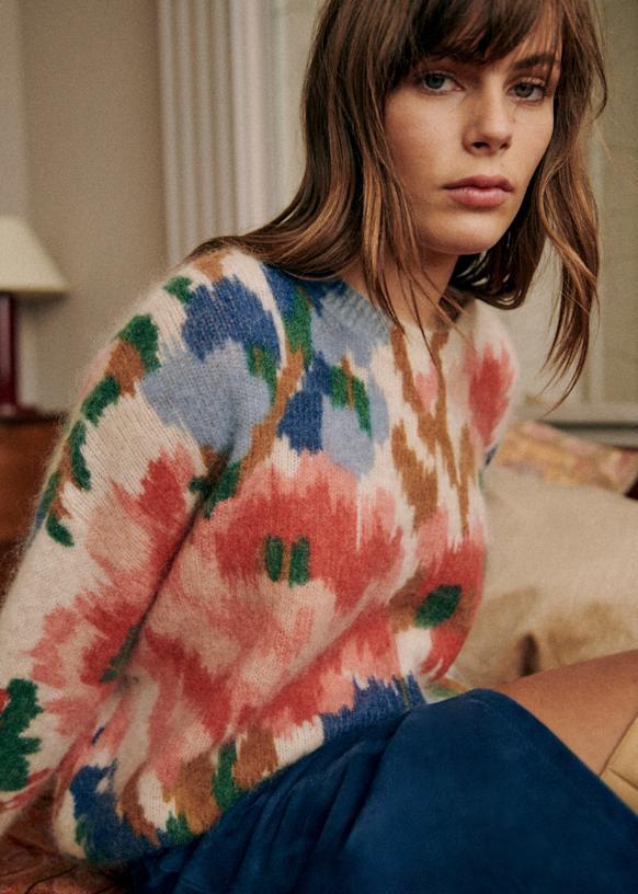 Maglia Alison Stampa Heline Sfondo Ecru Kid mohair Octobre Editions