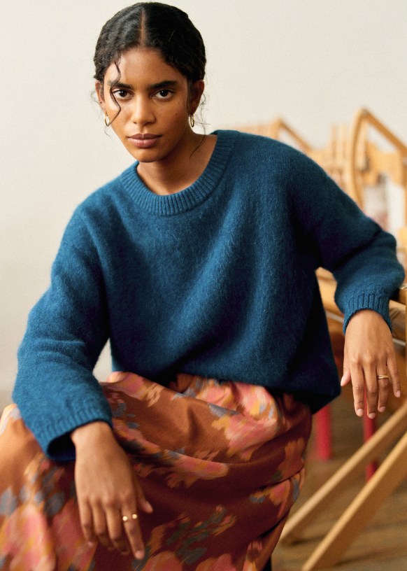 Amiel Jumper Peacock Blue Baby Alpaca Sezane