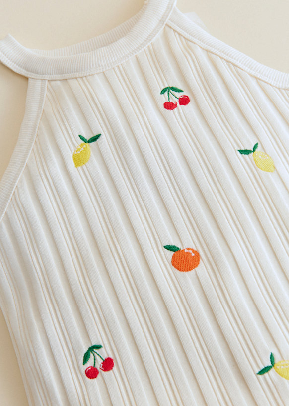 Abbie Top - Navy with Floral Embroidery - Organic cotton - organic