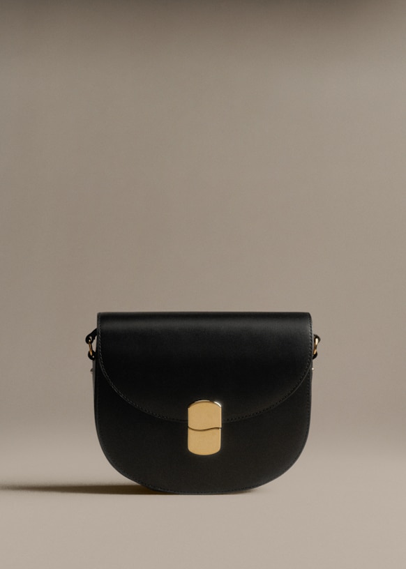Sezane Claude leather bagセザンヌのレザーバッグブラック Claude Bag - Glossy Black - Bovine leather - Sézane