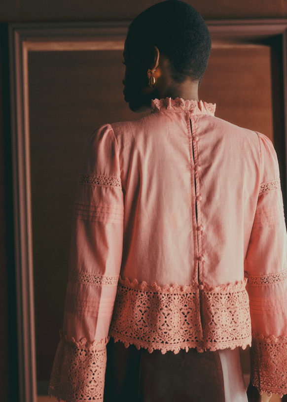 Tomoe Blouse - Rosewood Lace - Organic Cotton - Sézane