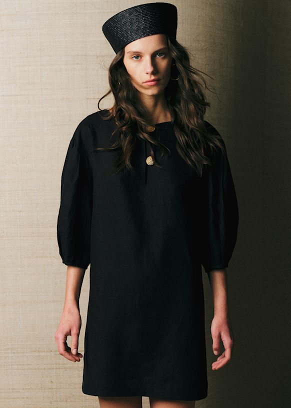Angela Dress - Black - Linen - Sézane