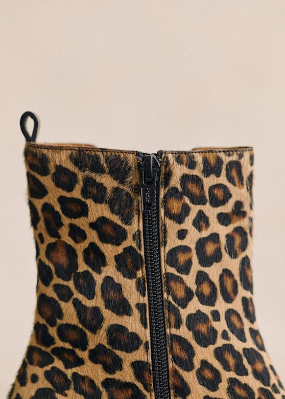 ロー Agnès ミッドカットブーツ - レオパード - 牛革 - Sézane