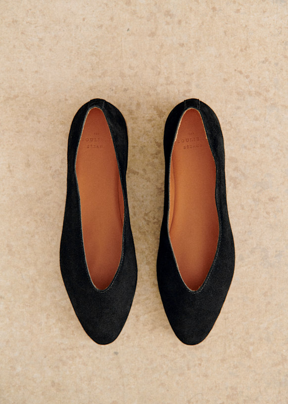 【セザンヌ】Matilda バレリーナ Matilda Ballerinas - Black - Suede goatskin leather - Sézane