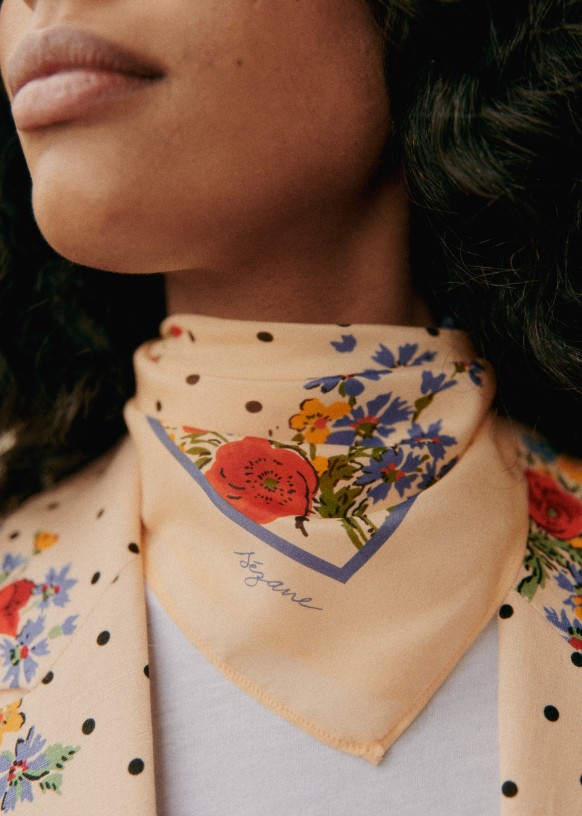 Cleopatra Scarf - Small vanilla leo - Silk - Sézane