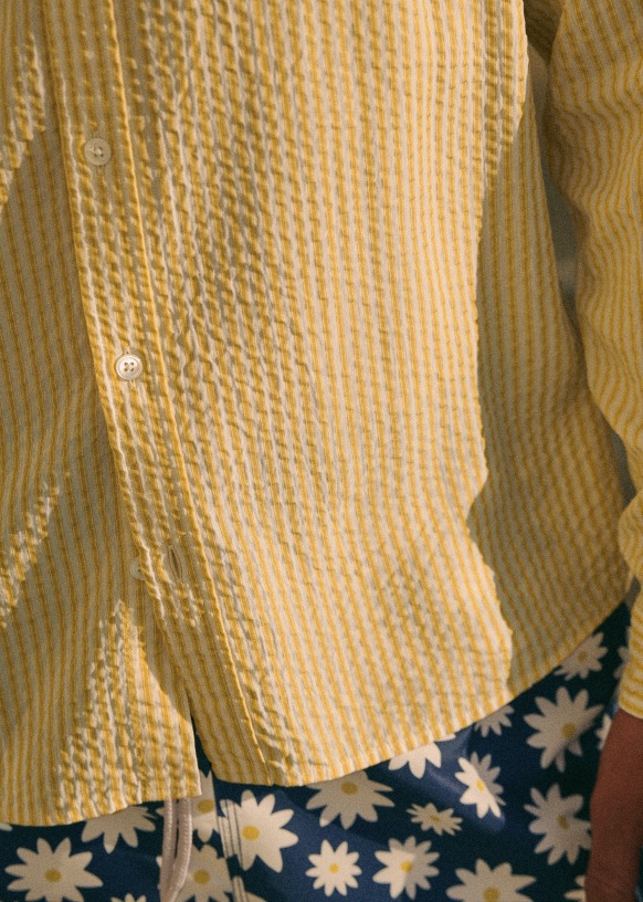 Tシャツ・カットソー AIE SS24 SEERSUCKER COTTON SHIRT (OT726_B-YELLOW) AïE - Painter Shirt - Cotton Seersucker - Plaid - OT726