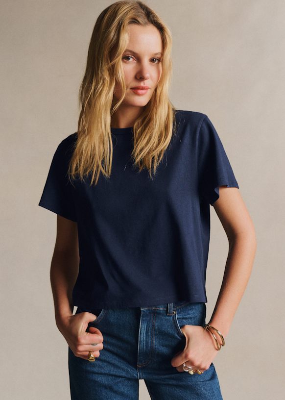 Léon T-Shirt - Navy - Organic cotton - organic textile - Sézane