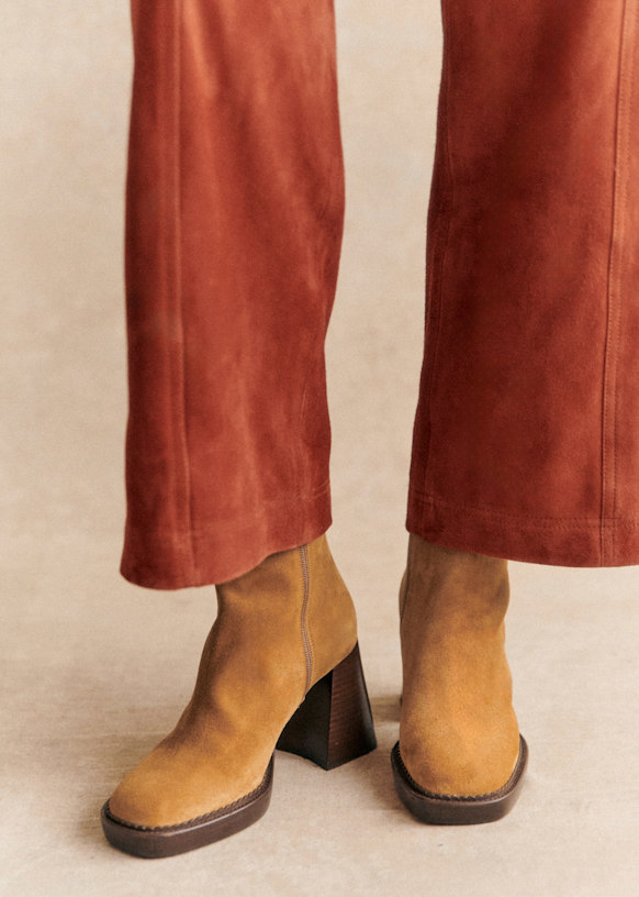 Kaia High Ankle Boots - Honey - Bovine leather - Sézane