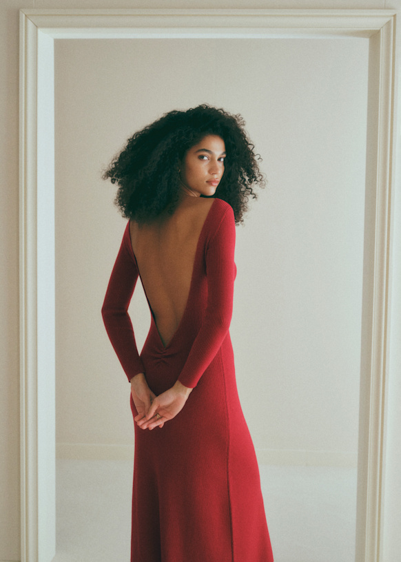 Vivianne Dress - Dark Red - Merino Wool - Sézane