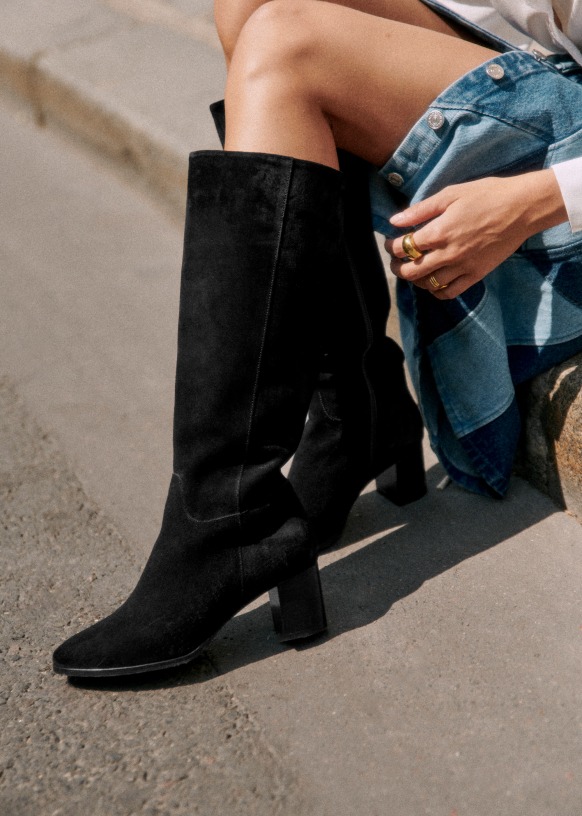 Adèle Boots - Black - Split cowhide leather - Octobre Éditions
