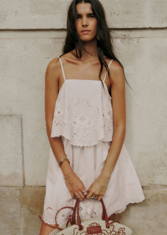 Vytta Dress - Embroidered Ecru - Viscose - Sézane