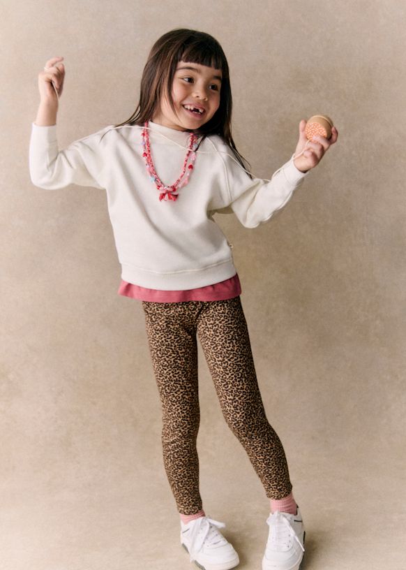 Lily Leggings Leopard Beige Organic Cotton Sezane