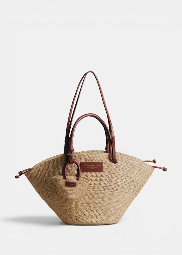 Justine Basket Bag - Natural Perforated Raffia - Raffia - Sézane