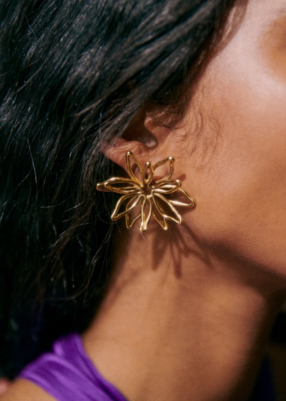 【SEZANE】マルセロ イヤリング Marcelo Earrings - Ecru - Majority recycled brass - Sézane