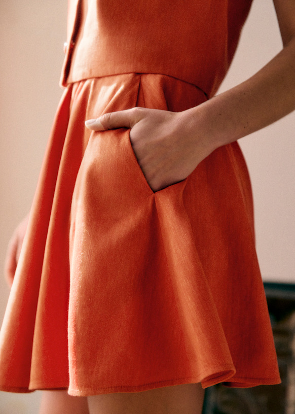 Jupe Meralie - Orange Brulé - Lin - Sézane