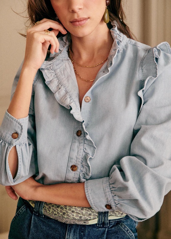 Eva Shirt - Light Blue - Organic Cotton - Sézane