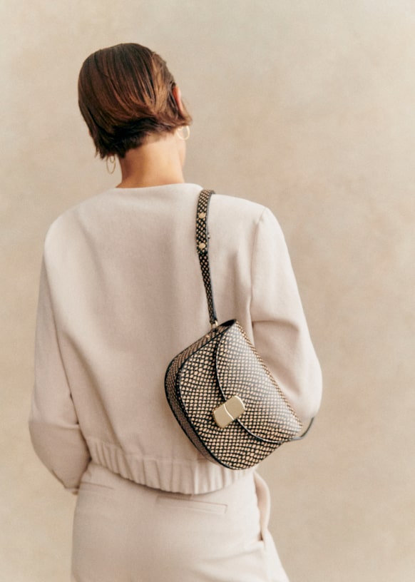 Claude Bag - Ecru and Black Snakeskin - Bovine leather - Sézane