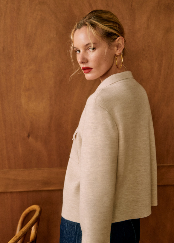 商品画像：Betty Cardigan - Vanilla With Ecru Details - Merino Wool 4