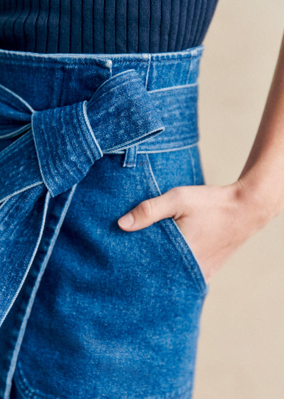 Lana skirt - Dark blue denim - Organic Cotton - Sézane