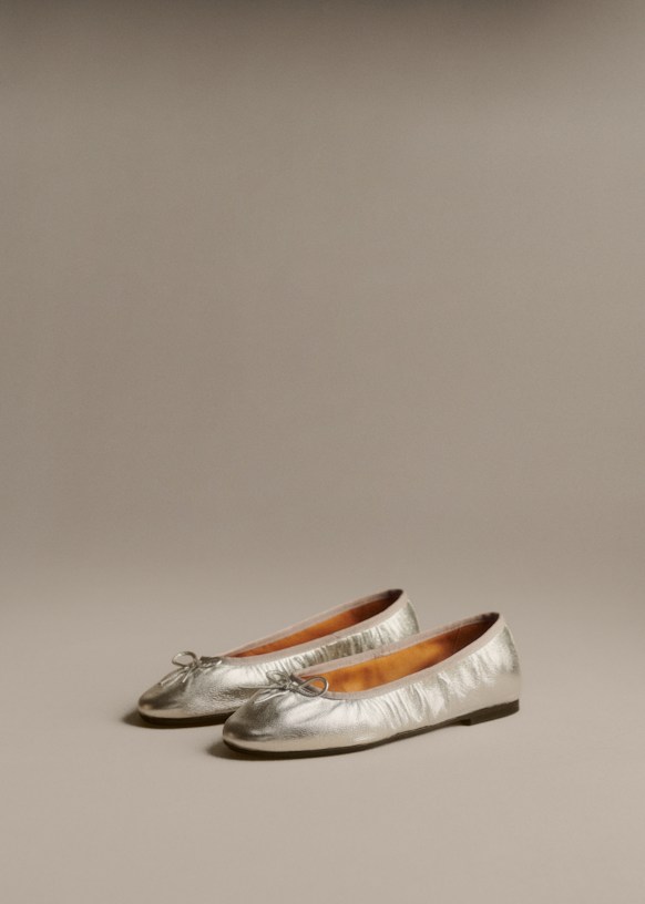 Agathe Low Ballet Flats - Silver