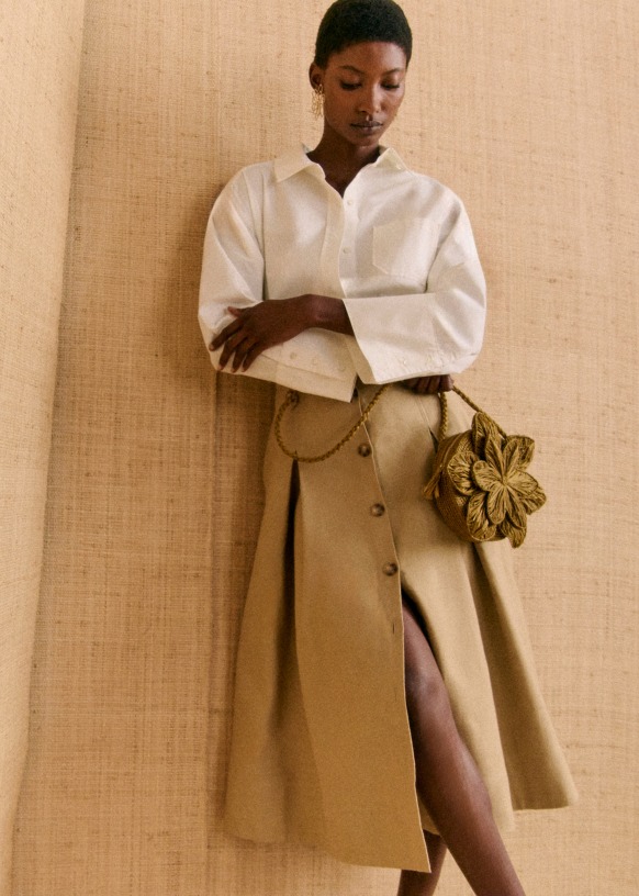 Oksana Skirt - Beige - Cotton - Sézane