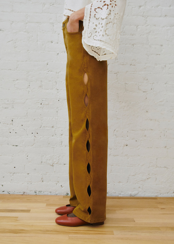 新品未使用⭐︎Sézane ハイウエストパンツ イエローベージュ34 Le Crop - Sana Print - Cotton - Sézane