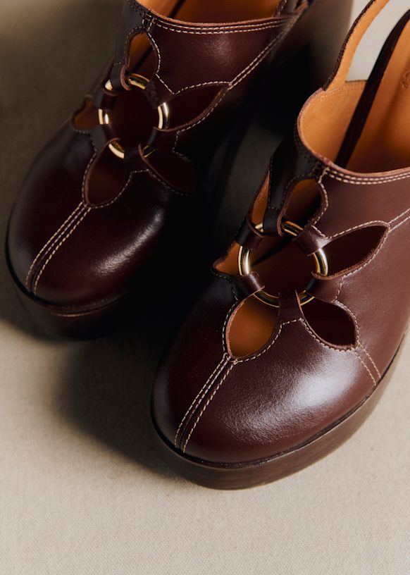 ヘンシェル　ソーン　カッセル　1913年 High Maelle クロッグ - Sézane x SEA NY - アイスチョコレート - 牛革