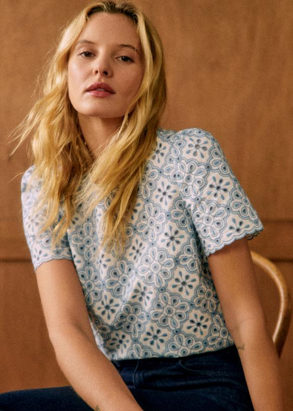 Annabelle Blouse - Embroidered Cream - Organic Cotton - Sézane