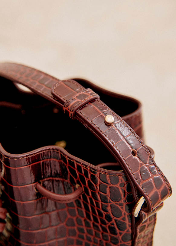 【SEZANE】ミニ ファローバッグ Farrow Mini バッグ - Croco プリント - 牛革 - Sézane
