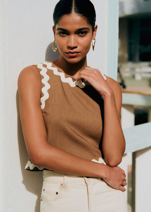 DEE ブラウス - ヘーゼルナッツ ジグザグ エクリュ - ECOVERO™ LENZING