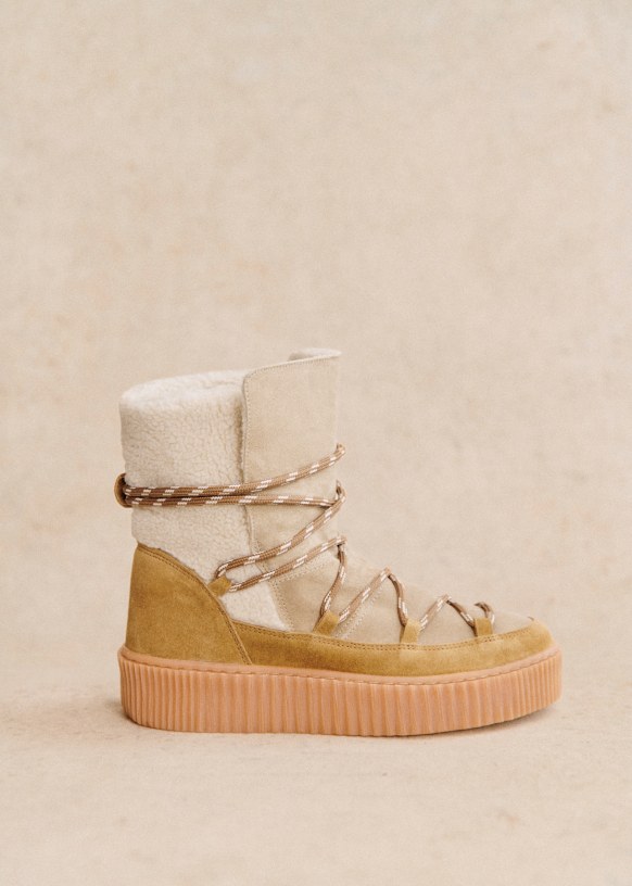 Tessa Boots Honey Split cowhide leather Sezane