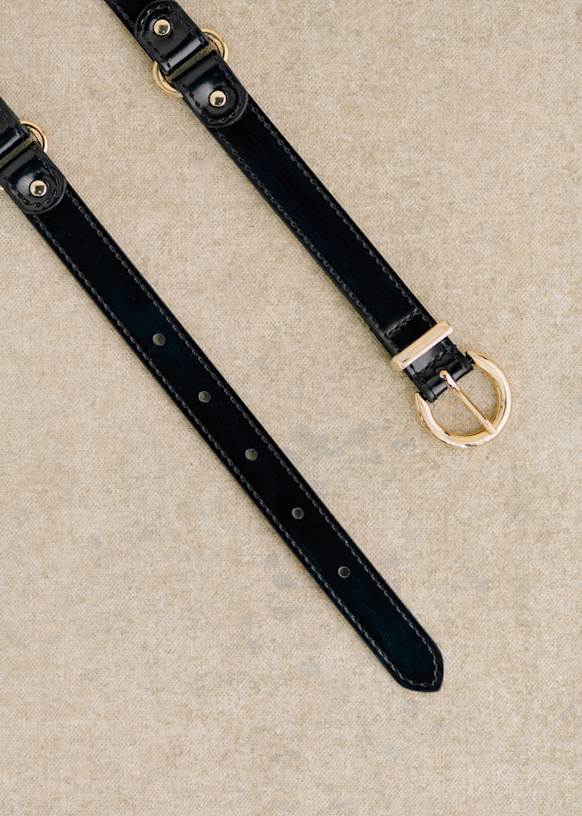 【SALE／37%OFF】 Luisa Belt - Glossy Black - Bovine leather - Sézane 小物