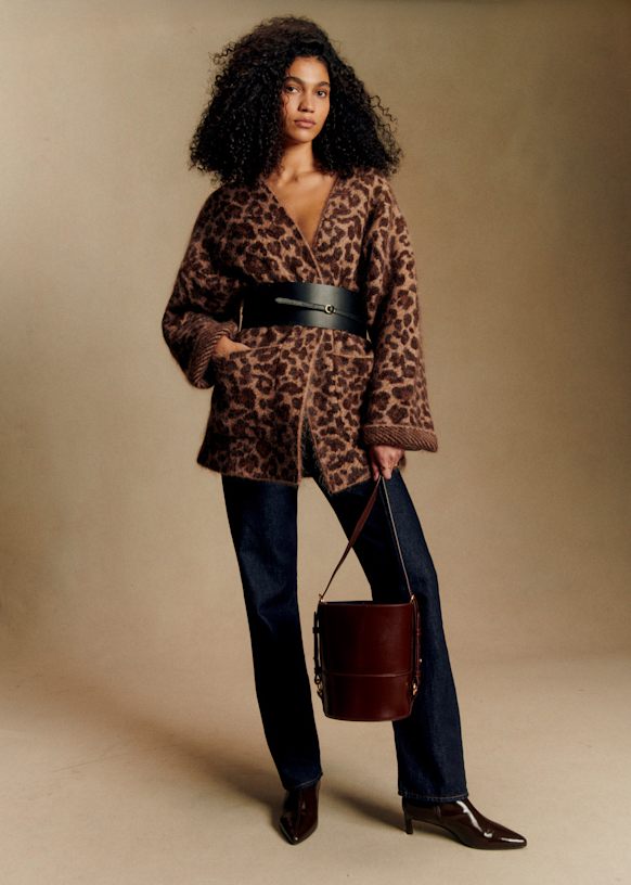 Oscar Jacket - Brown houndstooth - Kid mohair - Sézane