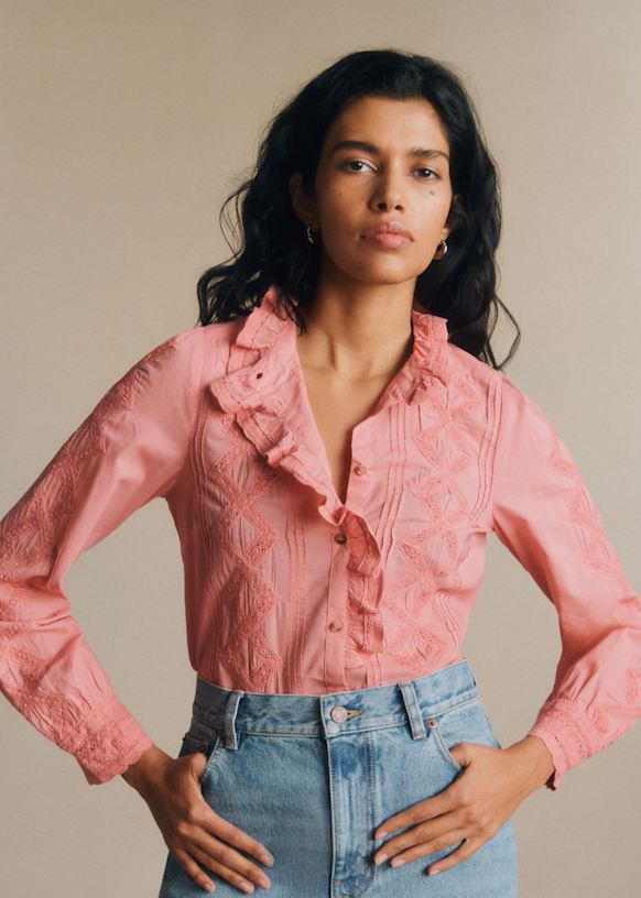 Chlo Shirt - Ecru guipure lace - Cotton - Sézane