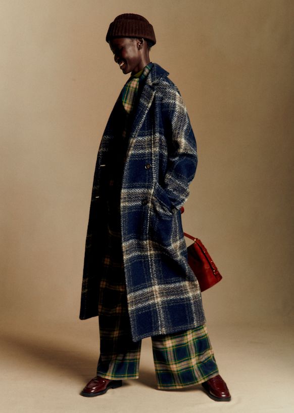 Viktor コート - ブルーチェック - ウール - Sézane