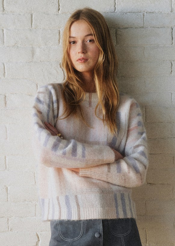 Sezane ボーダーセーター メリノウール&モヘア XS Berwick Sweater - Steel Blue - Wool - Sézane