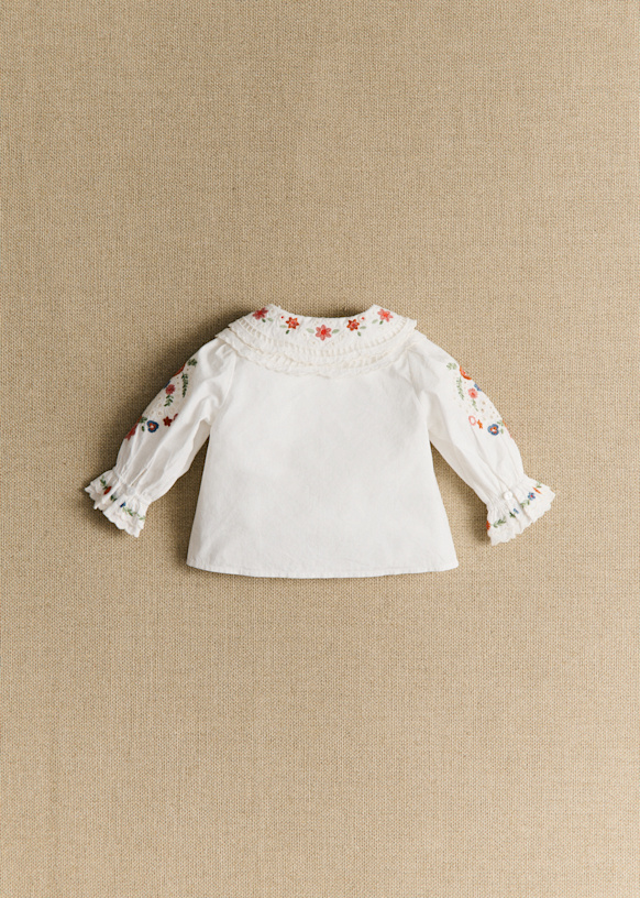 Embroidered Cosima Shirt in Ecru/Multi