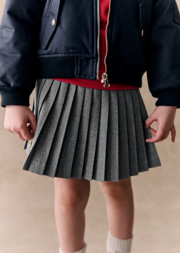 Charlotte Skirt - Mottled Grey Flannel - Wool - Sézane