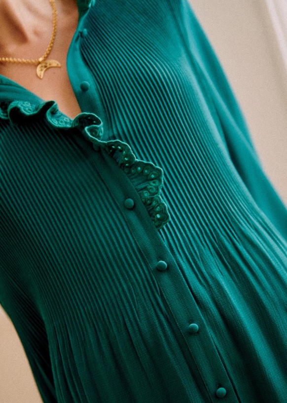 Camelia Dress - Bottle Green - Recycled polyester - Sézane