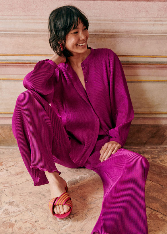 Marylin Trousers - Fuchsia - Recycled polyester - Sézane