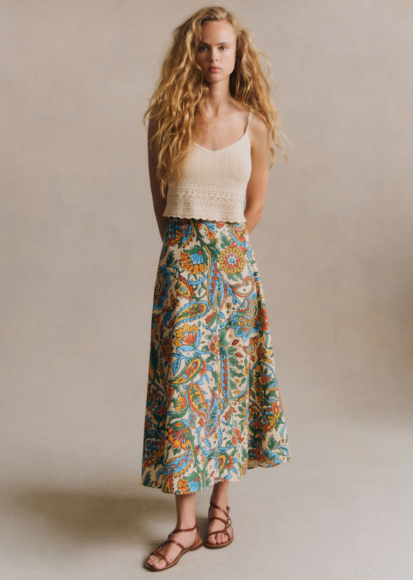 Soelle Skirt - Maddalena Print - Organic flax - Sézane