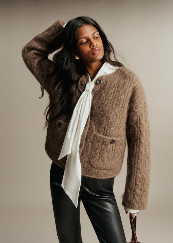 ジャケット・アウター TROPICAL WOOL KID MOHAIR JACKET Gaia Jacket - Dark Taupe - Kid mohair - Sézane