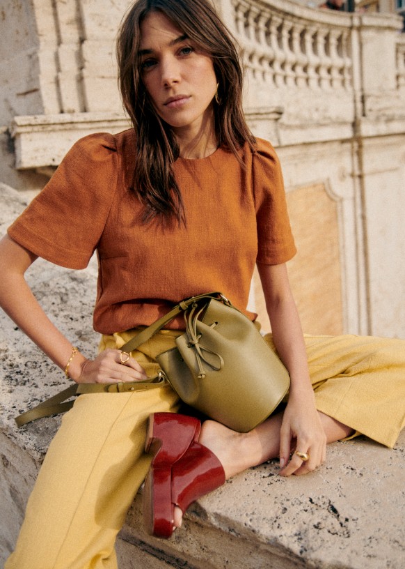 Neva Blouse - Ochre - Organic cotton - organic textile - Sézane