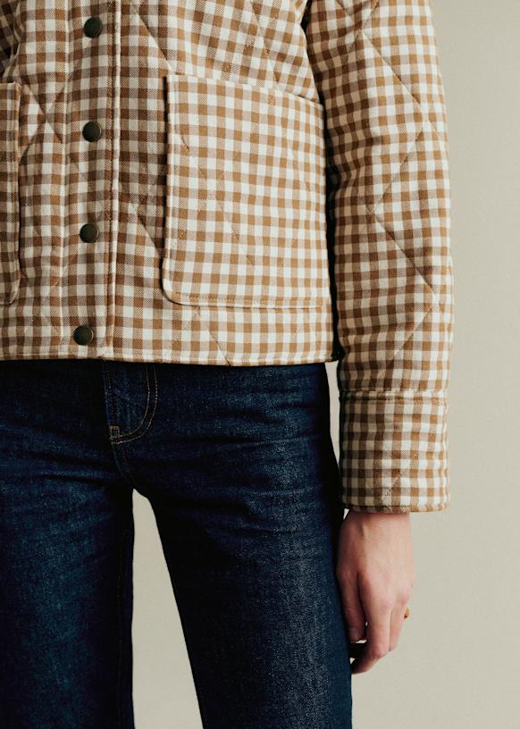 Dakota Jacket - Camel Ecru Gingham - Polyester - Sézane