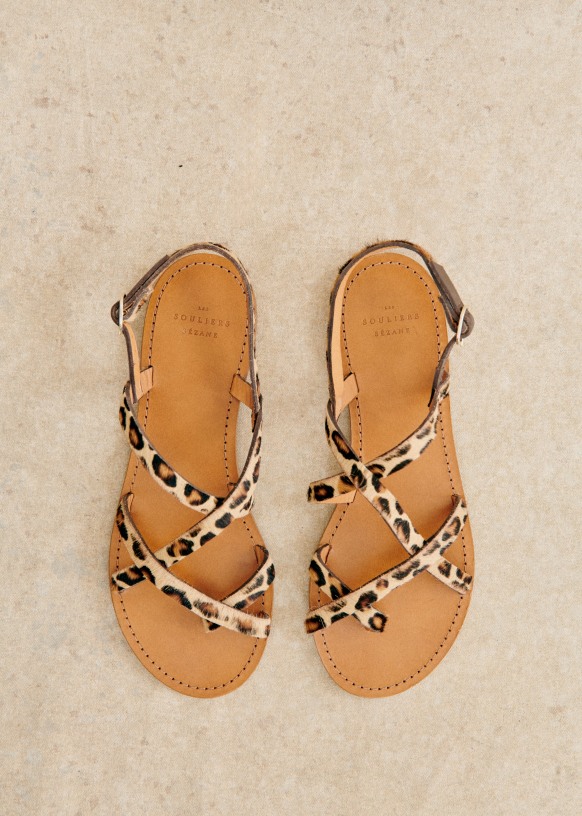 Adeline Low Sandals - Mirrored Gold - Mirror-effect cowhide leather - Sézane